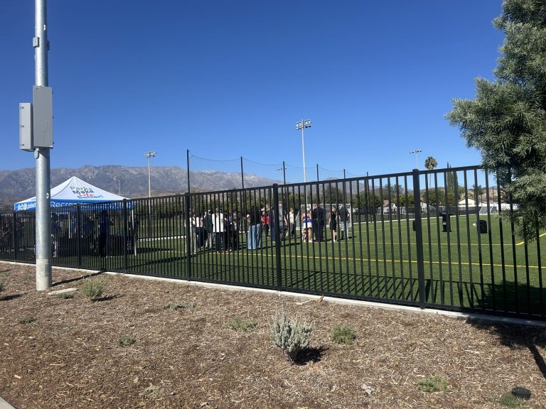 Fence line and event entry at the Beaumont Sports Park ribbon cutting